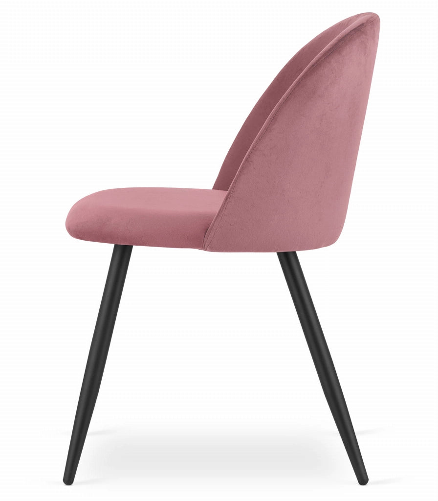 Sedia Valora BELLO in velluto rosa scuro con gambe in metallo nero x2