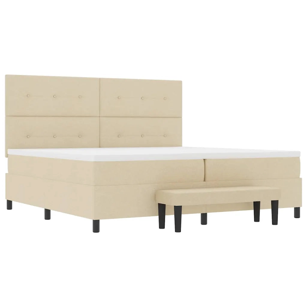 Letto a molle con materasso Crema 200 x 200 cm Tessuto