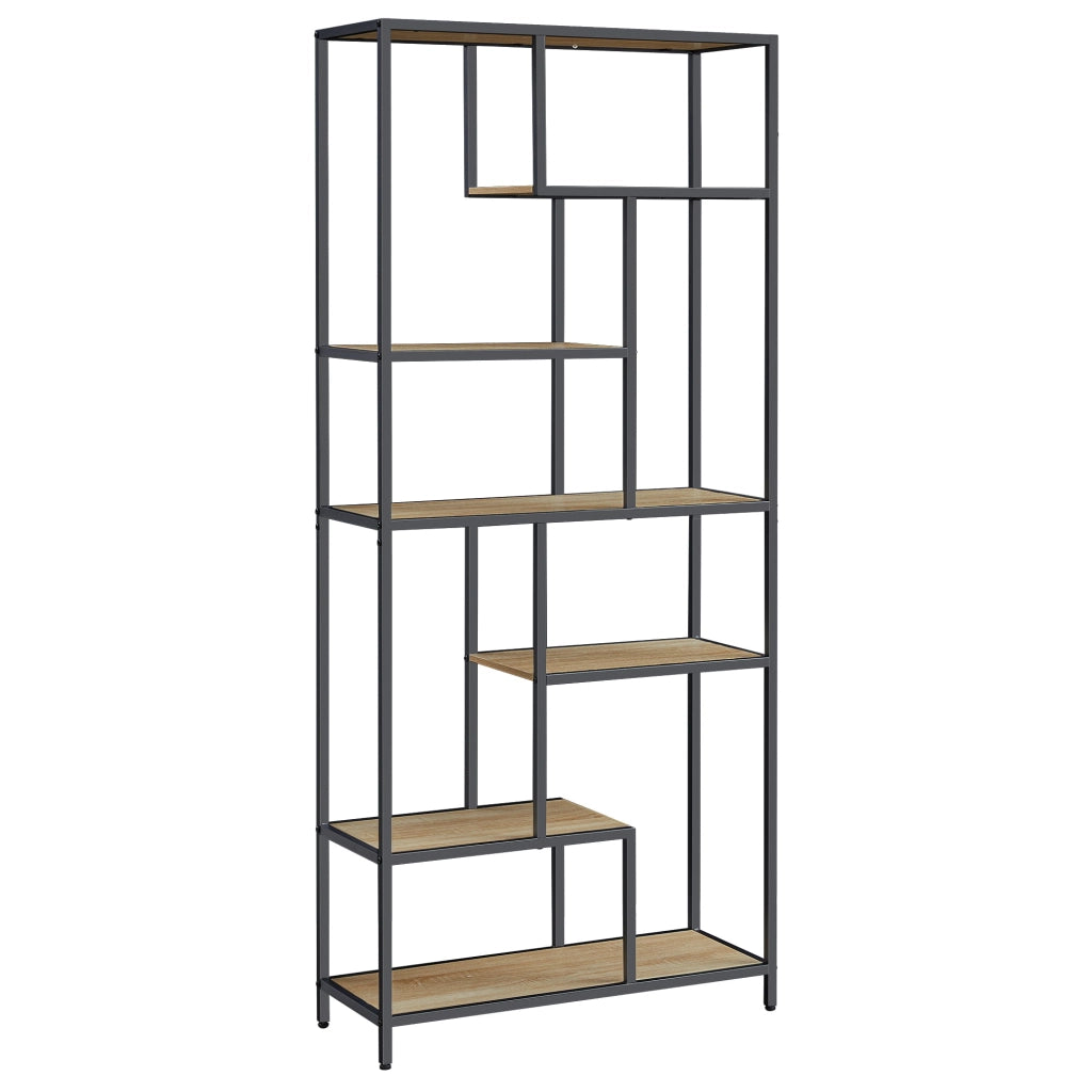 Libreria Valora - 6 ripiani in rovere Sonoma stile loft con struttura nera