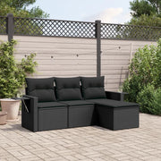 Set Divani da Giardino 4 pz con Cuscini Nero in Polyrattancod mxl 89778