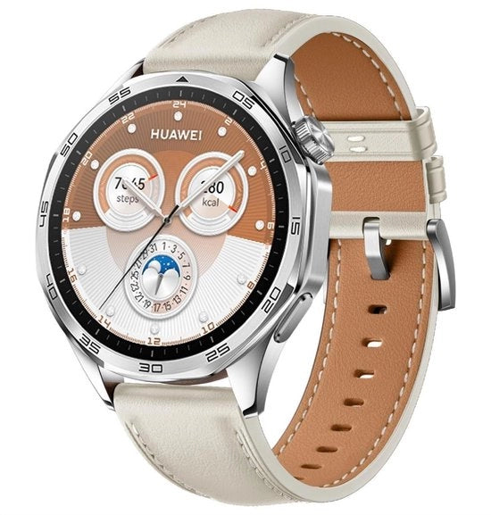 Cinturino orologio in pelle - adattabile e resistente allo sforzo - bianco - cinturino di ricambio per Huawei Watch GT 5/5 Pro 46 mm - comodo e stile - compatibile con 46 mm