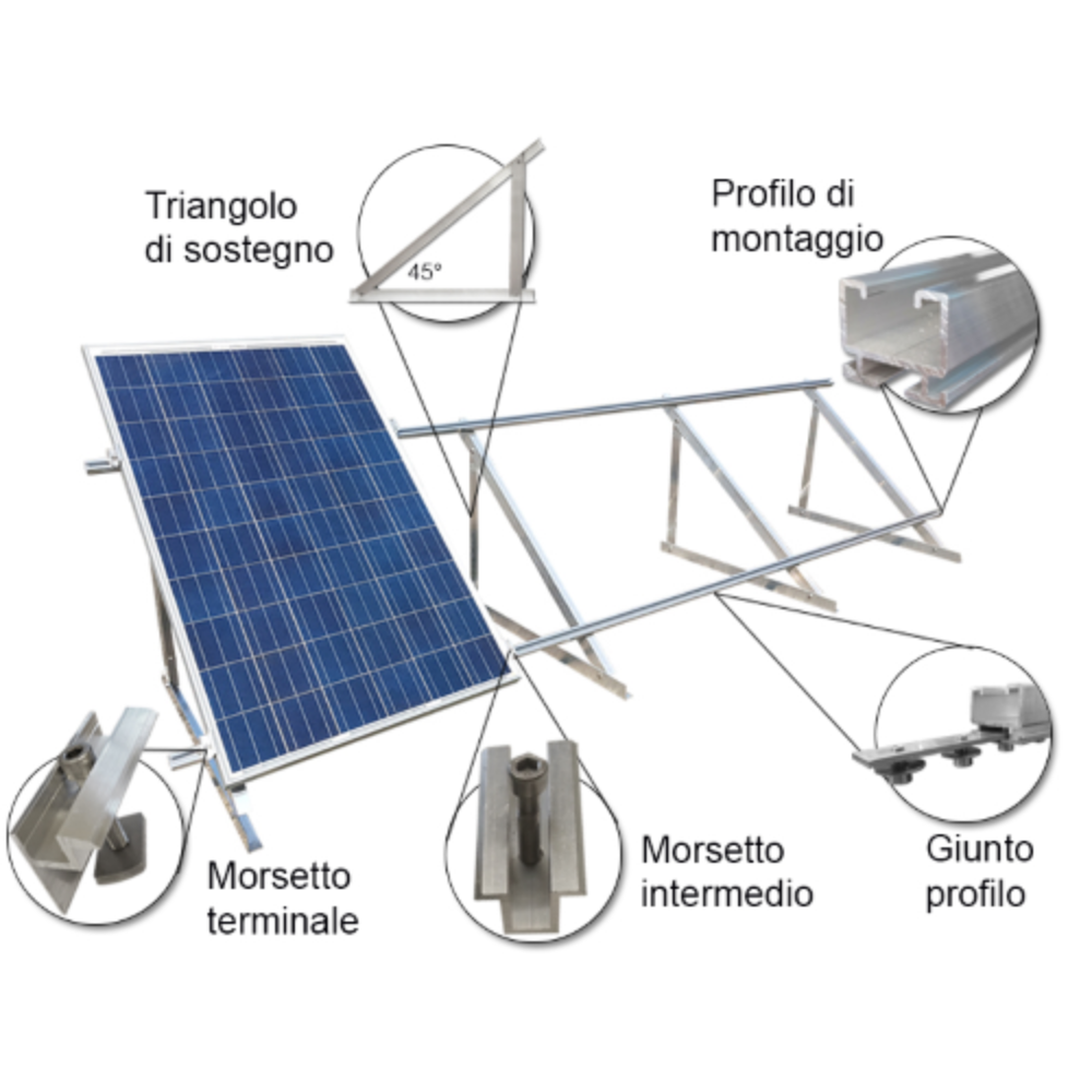 Morsetto laterale altezza 35/42mm alluminio per impianto fotovoltaico