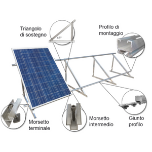 Morsetto laterale altezza 35/42mm alluminio per impianto fotovoltaico