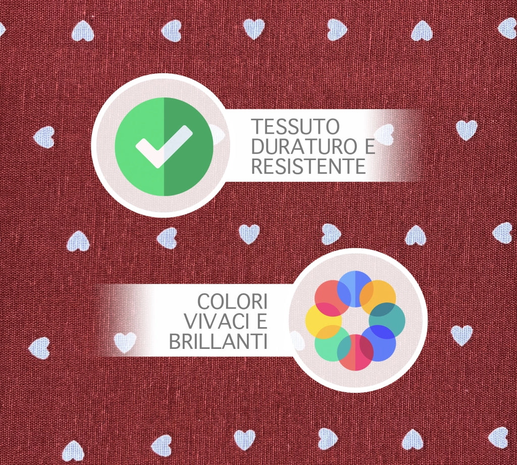 Telo Arredo In Cotone Panama Stampato Varie Fantasie GrandFoulard Copridivano Copriletto Sofà Prodotto Italiano Singolo e Matrimoniale  - Love rosso - 2 Posti