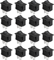 Interruttori di commutazione - 16 pezzi interruttore di commutazione mini 2 poli on/off - AC 250 V 3 A - nero rettangolare schiacciabottone - case .