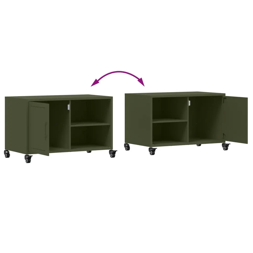 Mobile TV Verde Oliva 68x39x43,5 cm in Acciaio