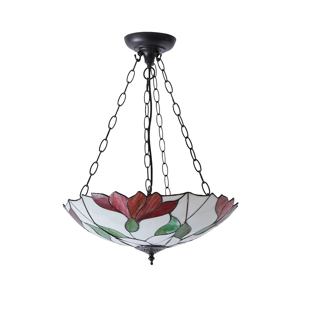 Lampada a sospensione vetrata Tiffany Botanica 3 luci E27