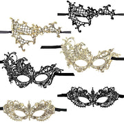 Maschere eleganti per occhi - 6 pezzi - Nera oro - Adatte per festa e carnevale - Stile lussuoso