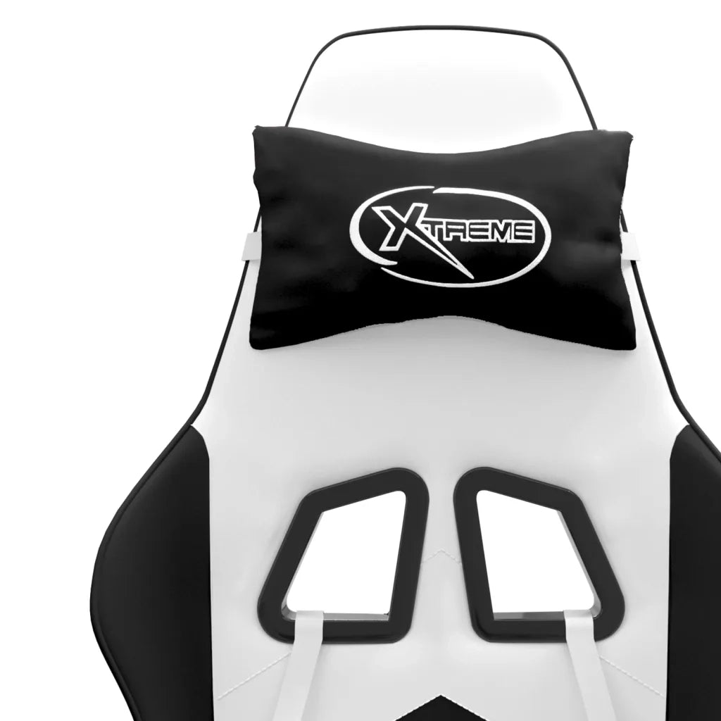Sedia da Gaming Girevole Poggiapiedi Bianco e Nero Similpelle cod mxl 77082
