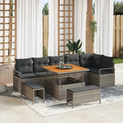 Set Divano da Giardino con cuscino 9 pcs Grigio Poly Rattan 3362538