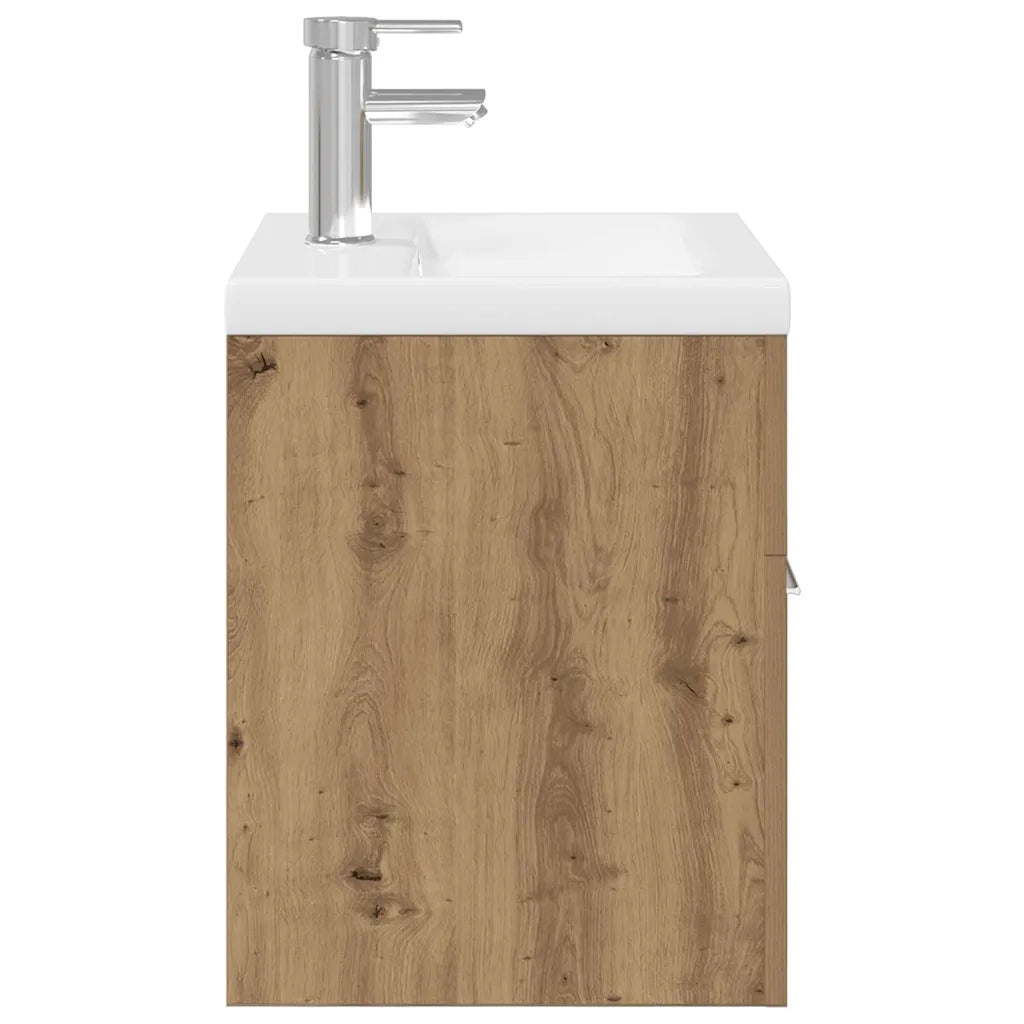 Mobile Bagno con Lavabo Integrato&Rubinetto Rovere Artigianale 3328906