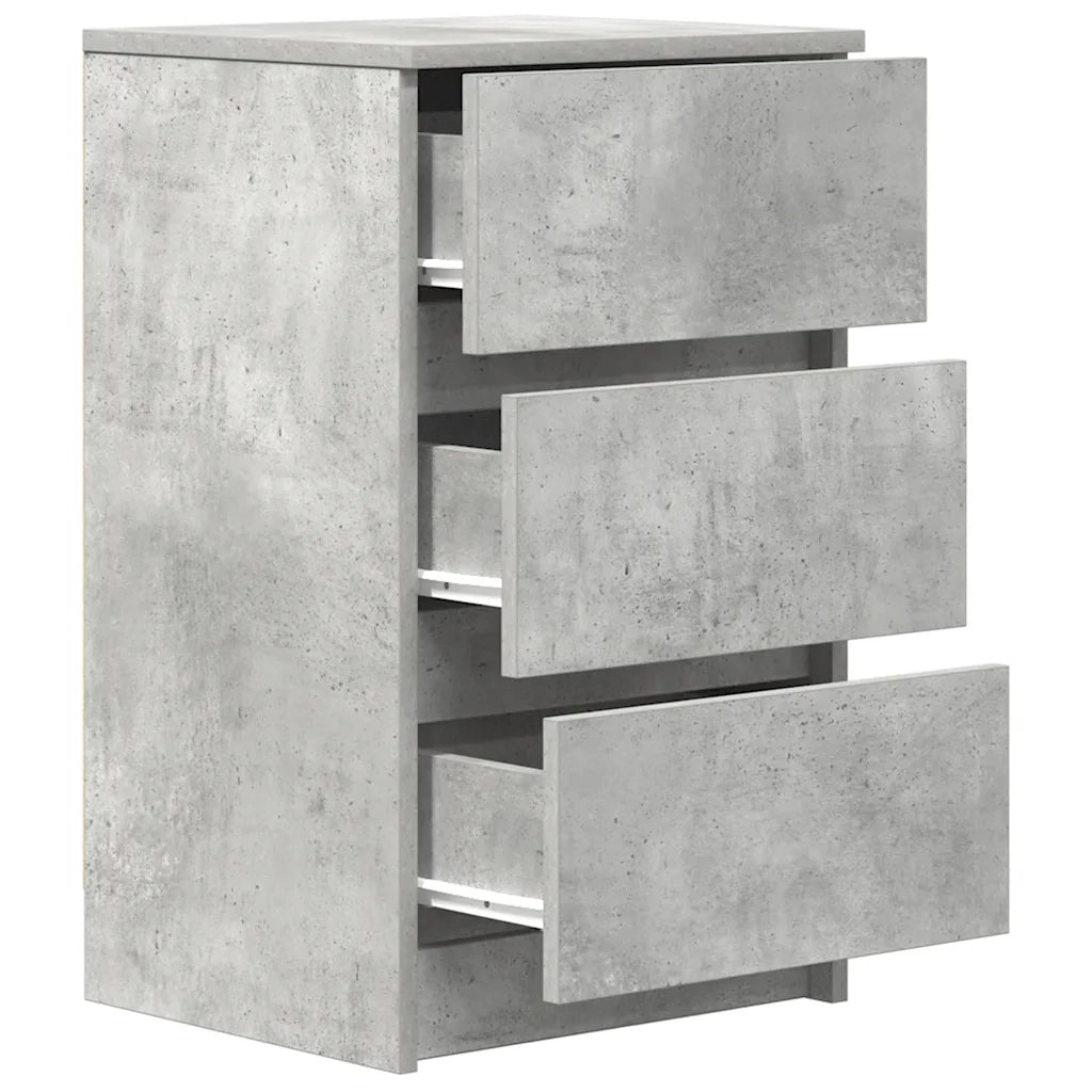 Comodini con 3 Cassetti 2 pz Grigio Cemento 39x35x65 cm