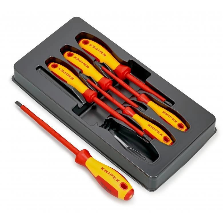 KNIPEX 00 20 12 V01 Assortimento Cacciaviti 6 Pezzi VDE 1000 V Isolati Acciaio al Cromo-Vanadio-Molibdeno colore Rosso-Giallo