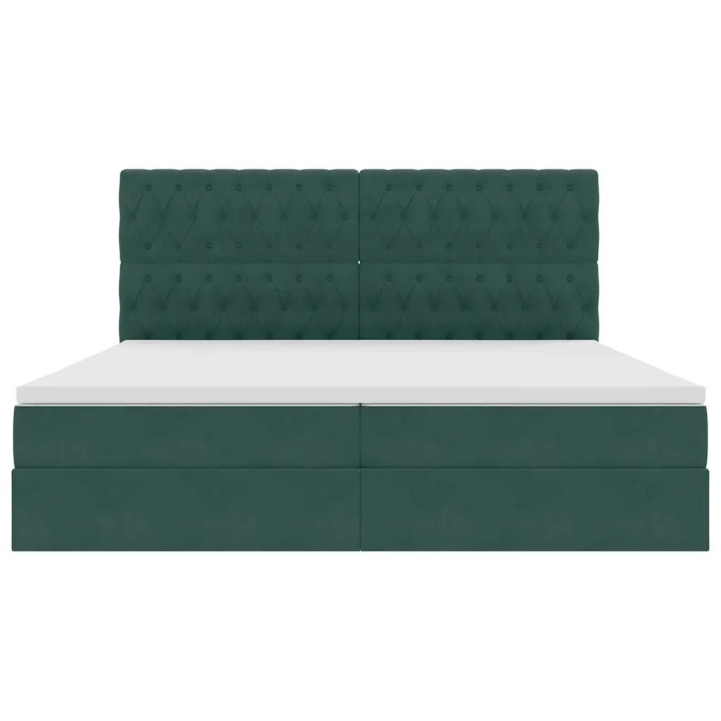 Letto con contenitore LED e materasso Verde Scuro 200 x 200 cm