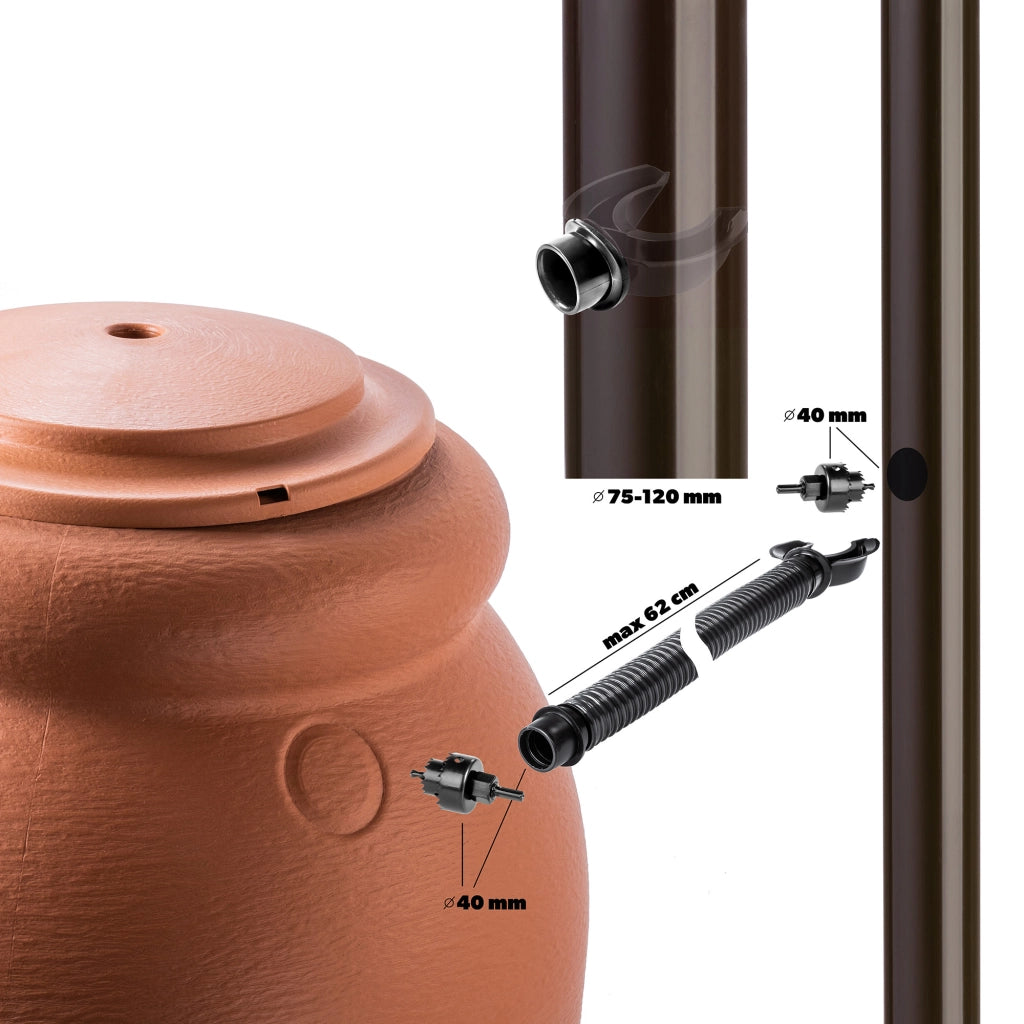 Serbatoio per acqua piovana KADAX 210L + Kit di collegamento al rubinetto e supporto