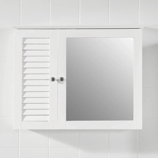 Specchio da bagno a muro - Cassetto da bagno a muro - Cassetto con specchio - Bianco