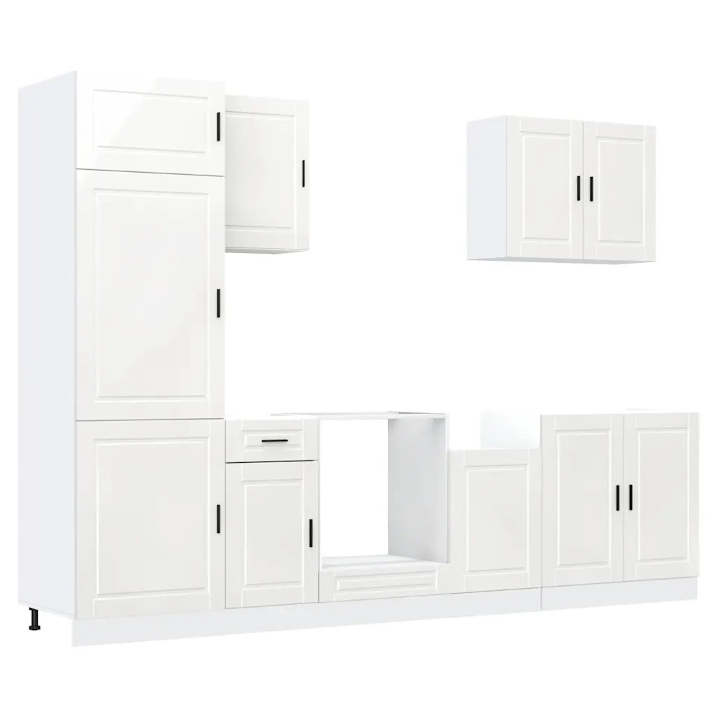 Set Mobili da Cucina 7 pz Kalmar Bianchi Lucido in Truciolato