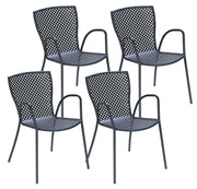 Set 4 Sedie da Giardino 56x62x84 cm in Acciaio con Braccioli RD Italia Sonia Antracite
