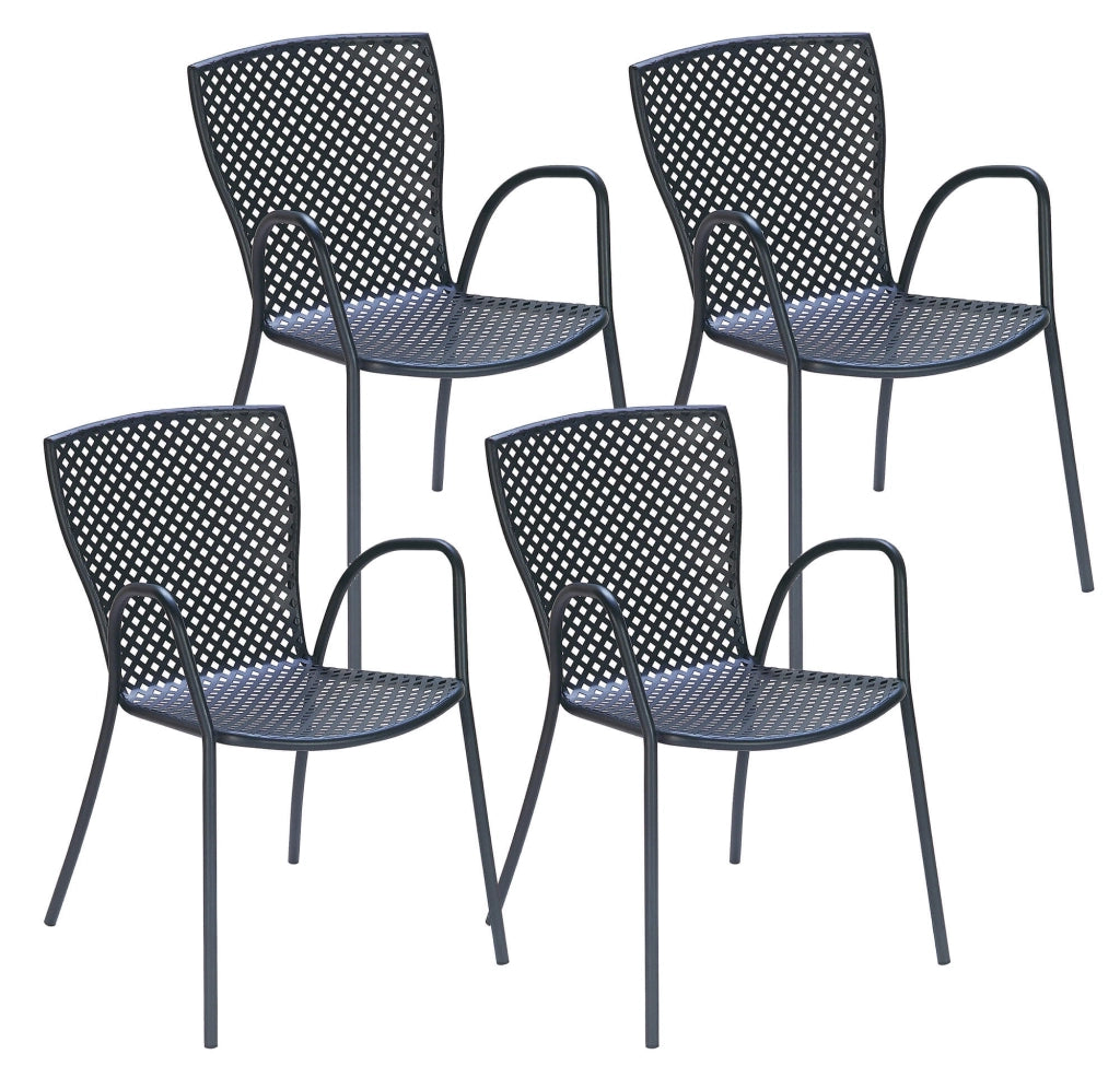Set 4 Sedie da Giardino 56x62x84 cm in Acciaio con Braccioli RD Italia Sonia Antracite