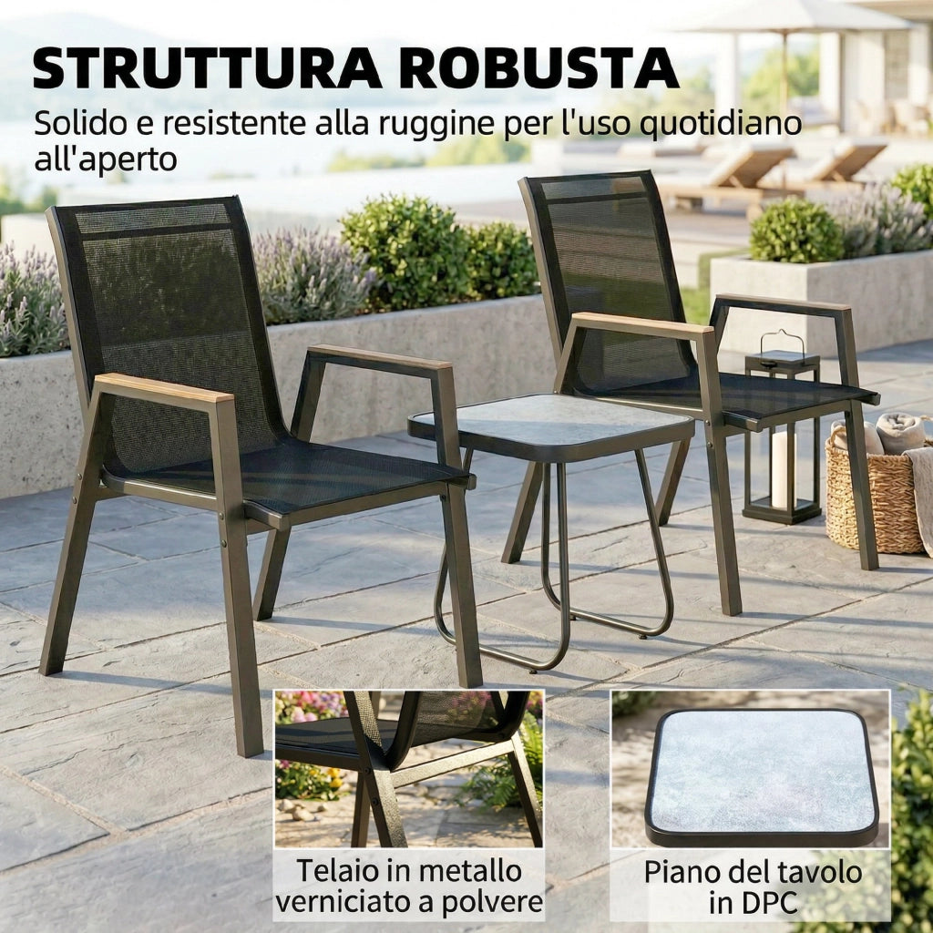 Set Bistr¨° da Esterni 3 Pezzi ¨C zephmum ¨C Tavolino con Piedini Regolabili
