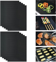 Materassini per griglia - 33x40cm Tappeti per forno universali - Resistenti al calore, tappeti antiscivolo per griglia - Adatti al fondo di forni a ventilazione - Riciclabili e lavabili - Adatti per griglie a gas e a carbone (Nero, 10 pezzi)