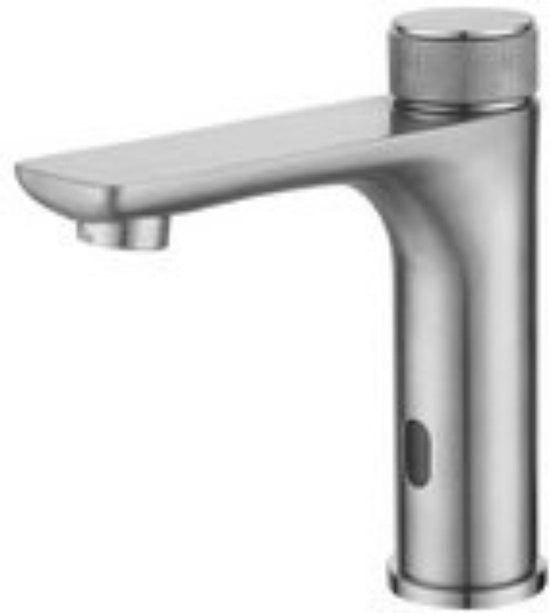 Wastafello a Pulsante - Miscelatore - Rubinetto a Nastro di Acciaio Inox - Smart Rubinetto a Sensore Automatico - 170mm - Rubinetto di Alta Qualità