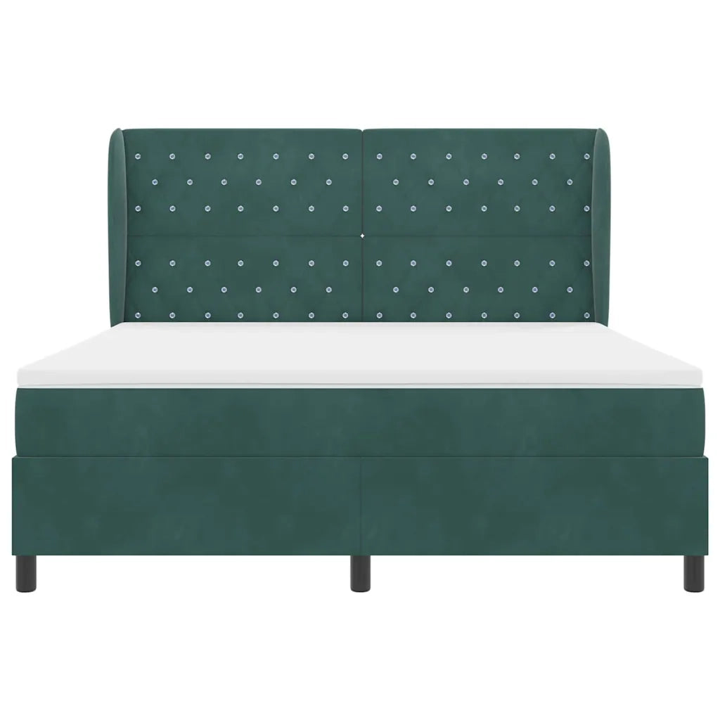 Letto a molle con materasso Verde Scuro 200 x 180 cm Velluto 3340889