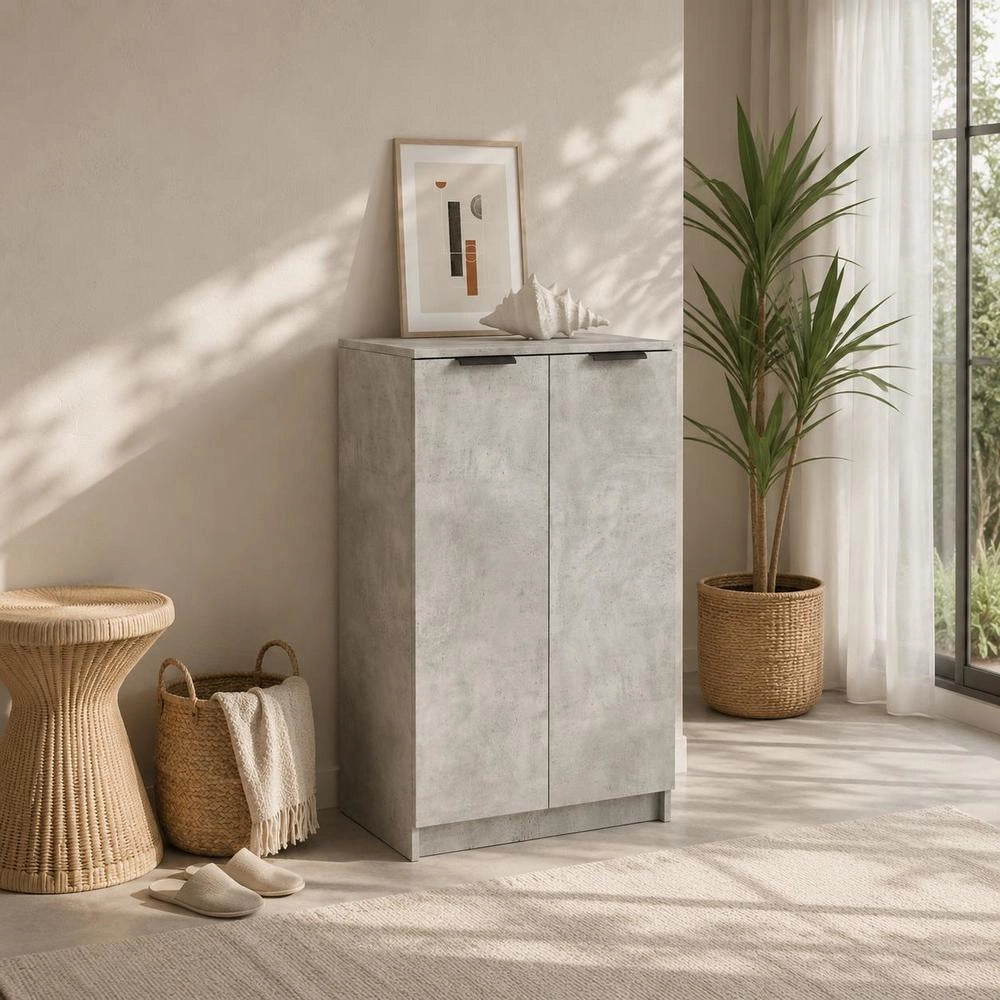 Shoe Cabinet, Concrete Grey, 59x35x100.5 Cm, Wood-based Material