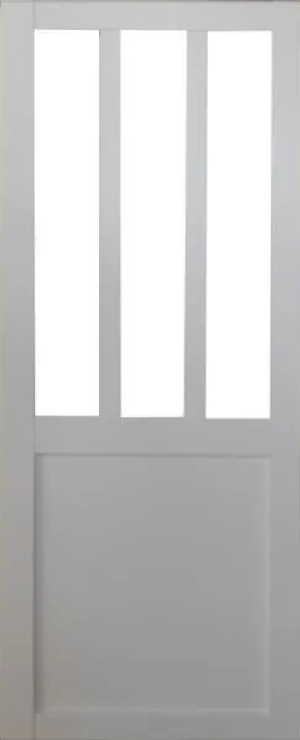 Porta scorrevole da officina rivestita di bianco, larghezza 73 +binario in alluminio nero + 2 gusci installati