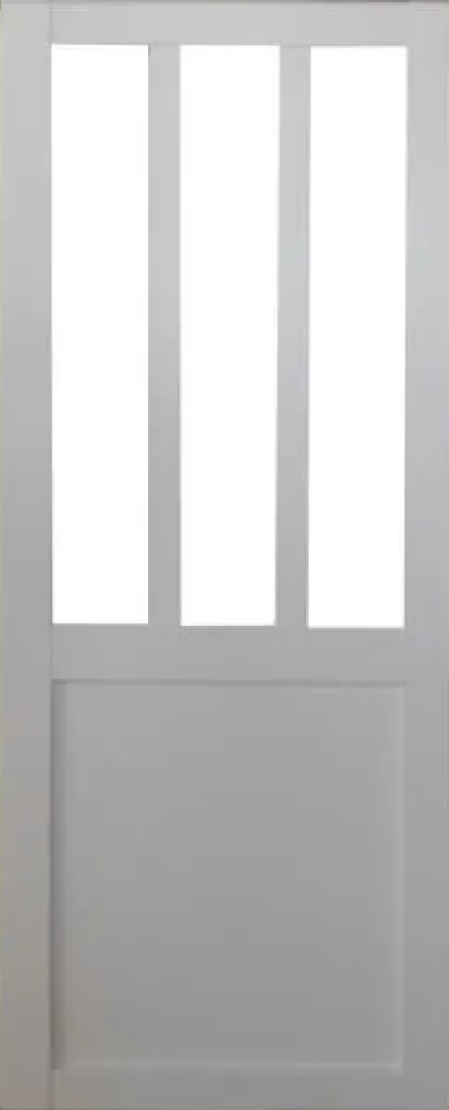 Porta scorrevole da officina rivestita di bianco, larghezza 73 +binario in alluminio nero