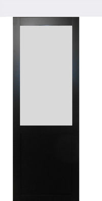 Porta Scorrevole Athena Nera H204 x L83 + Binario in Alluminio Bianco e 2 Gusci