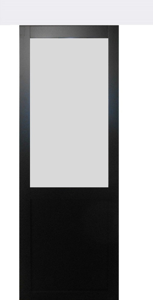 Porta Scorrevole Athena Nera H204 x L83 + Binario in Alluminio Bianco e 2 Gusci