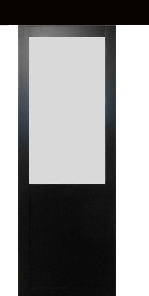 Porta Scorrevole Athena Nera H204 x L83 + Binario in Alluminio Nero e 2 Gusci