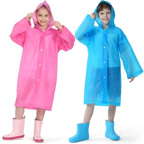 Regenjas per Bambini - EVA - Impermeabile - Ripiegabile - Maniche a Cappuccio - Protezione contro la Pioggia - Poncho Impermeabile