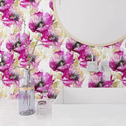 Tappeto da Parete a Contatto con Fiori Viola per Muri, Bagno, 17,5" x 10ft, Impermeabile, Moderno, Fiori su Carta Vinile per Pannelli, Cassettoni, Scrivania, Armadietto, Rivestimento in Vinile