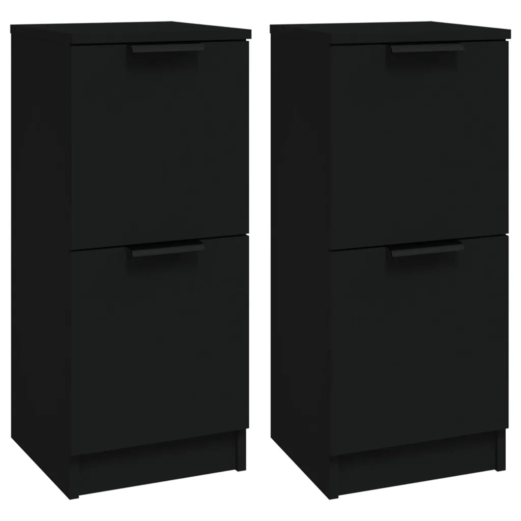 Credenze 2 pz Nere 30x30x70 cm in Legno Multistrato 811172
