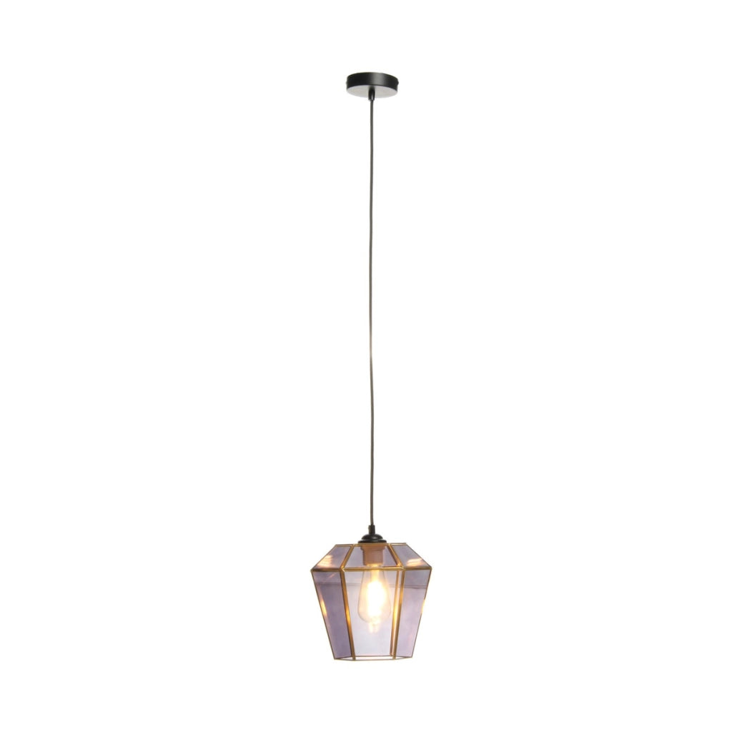 Lampada a sospensione Terias in vetro fume' e ottone