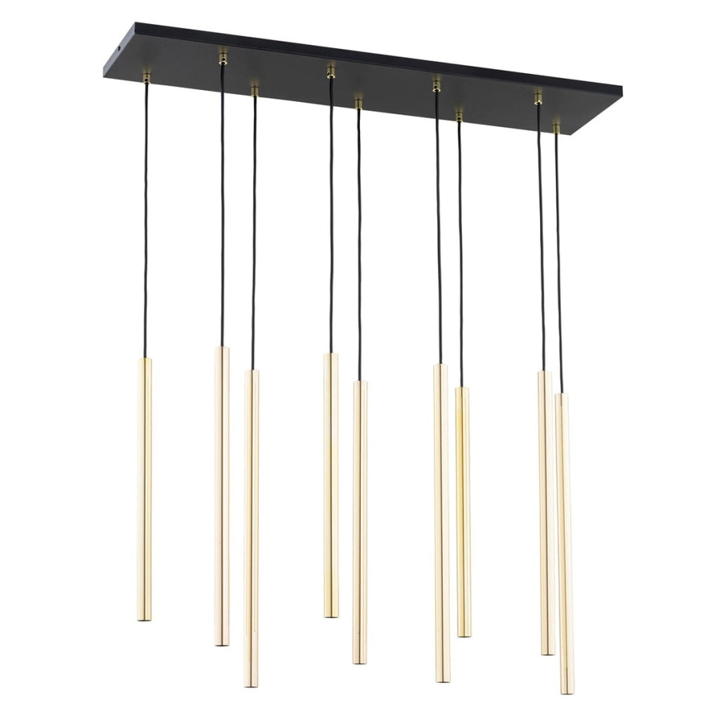 Lampada a sospensione Selter in acciaio nero e oro