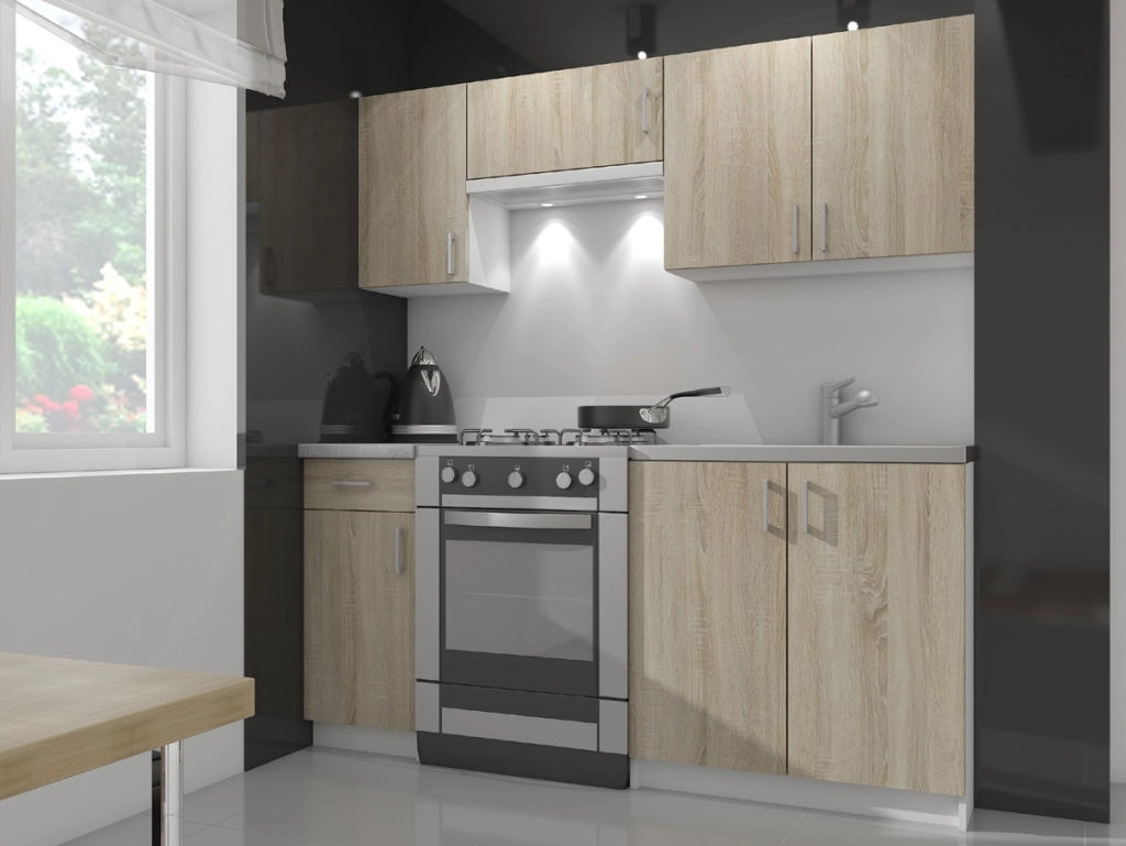 Mobile da cucina pensile sistema AKORD LIMA Bianco 80 cm 2 ante inserto frontale Sonoma Quercia 80x30,5x72 cm