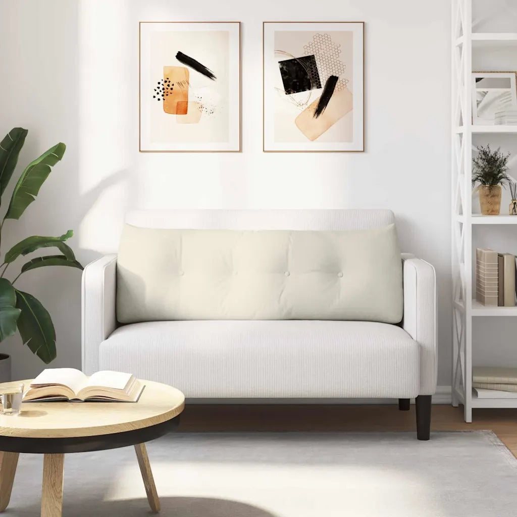 Cuscino per Schiena Crema 140 x 24 x 50 cm Velluto 42014525