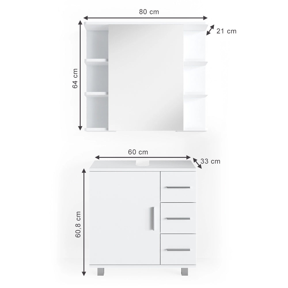 Vicco Set mobili bagno Bianco 2 parti