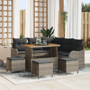 Set da giardino  9 pezzi con cuscini Grigio Polyrattan Acacia