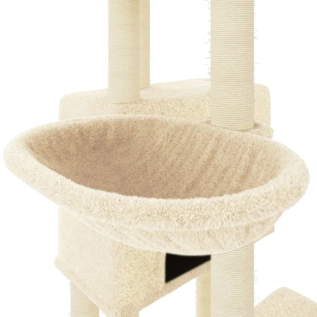 Albero per Gatti con Tiragraffi in Sisal Crema 122 cm 172052