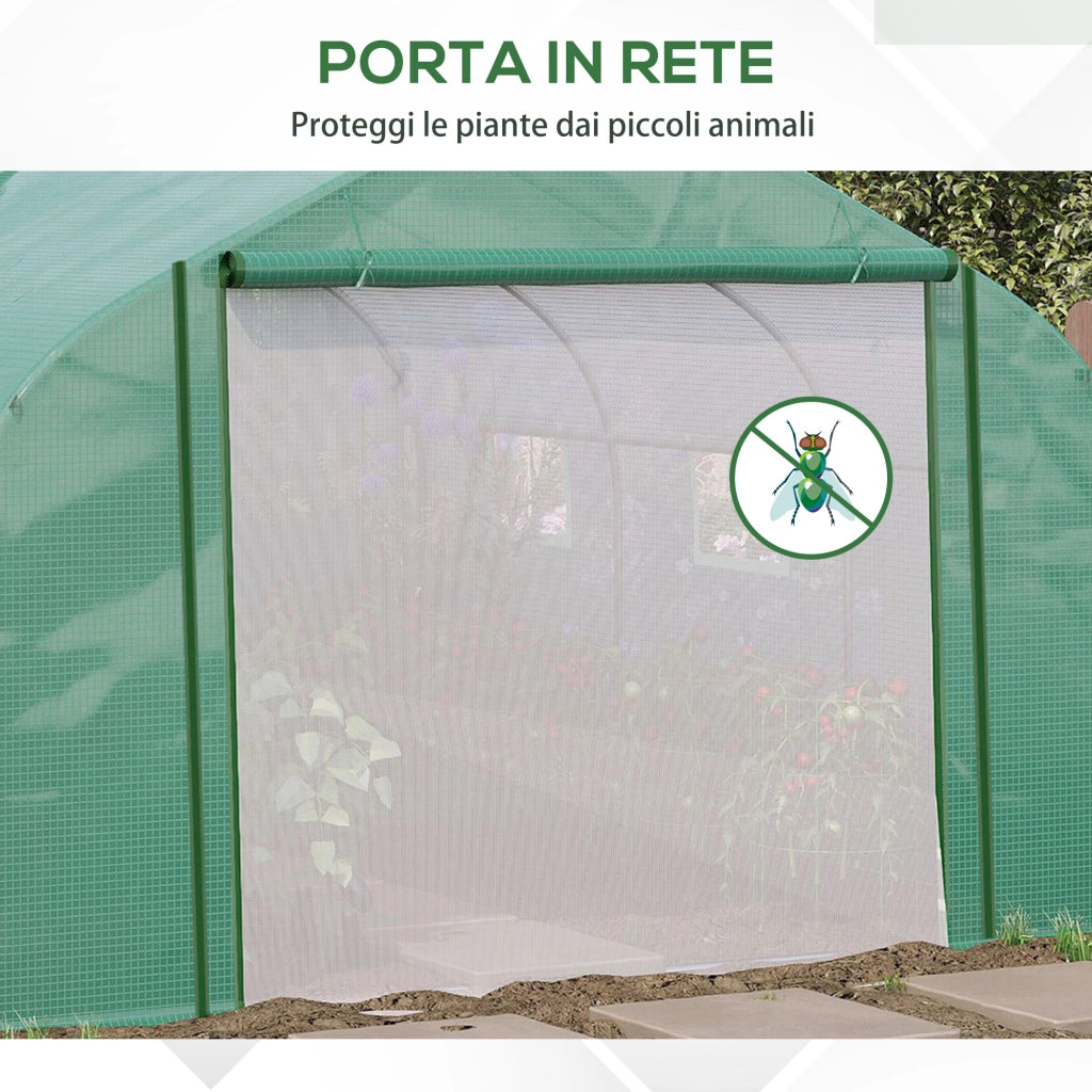 Serra da giardino in acciaio con copertura PE ¨C zephmum ¨C verde 3.5x3x2m