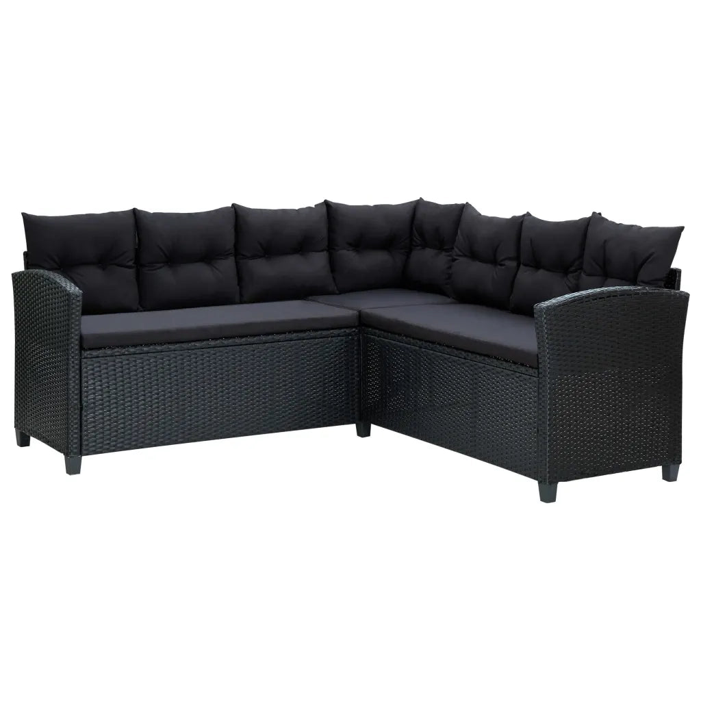 Set Divani da Giardino 6 pz con Cuscini in Polyrattan Nero 315230