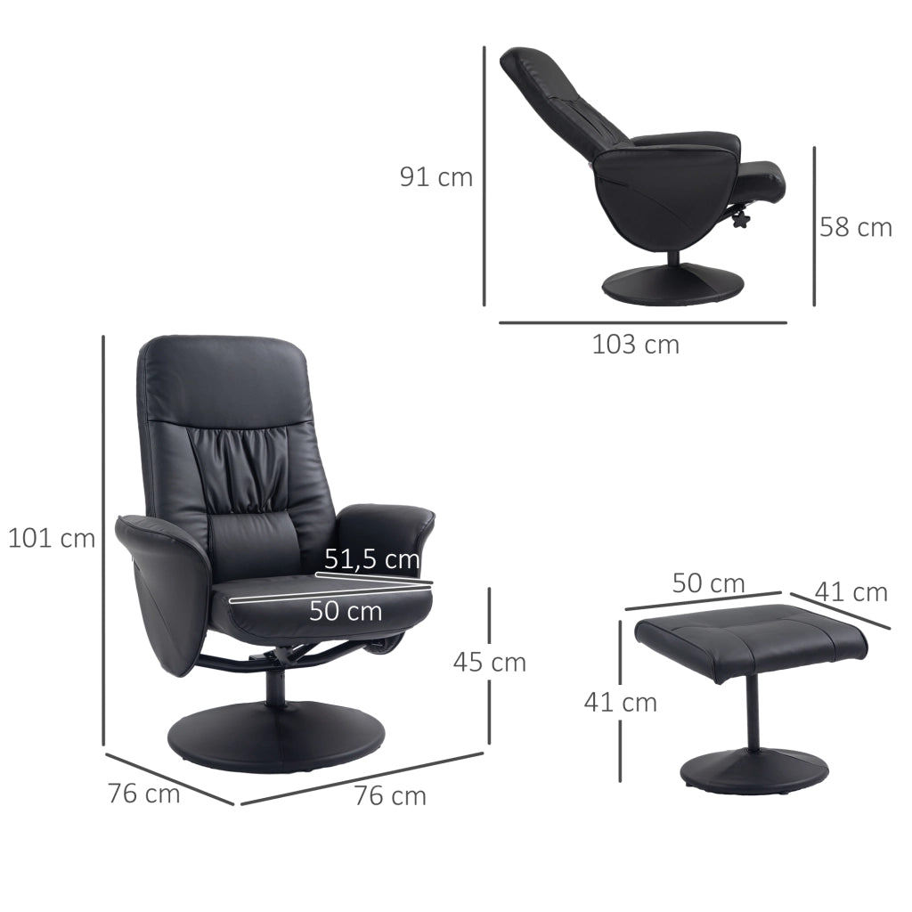 Poltrona relax reclinabile con poggiapiedi ¨C zephmum ¨C nero