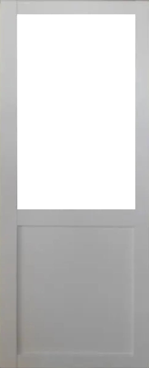 Porta scorrevole bianca da officina H204 x L73 senza montante + binario in alluminio e 2 gusci