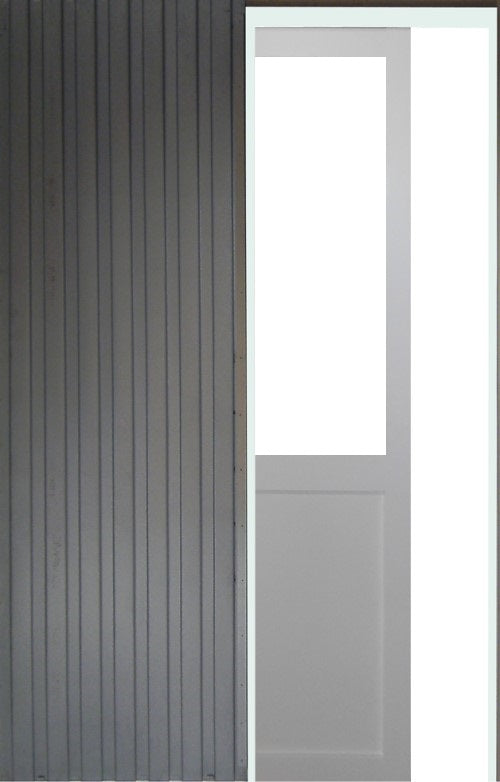 Porta Scorrevole Officina Bianca H204 x L83 senza montante + Sistema Pocket e kit di finitura inclusi