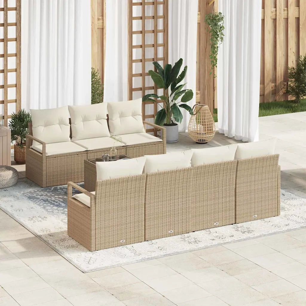 Set Divano da Giardino 8 pcs Beige e Crema polyrattan 3354960