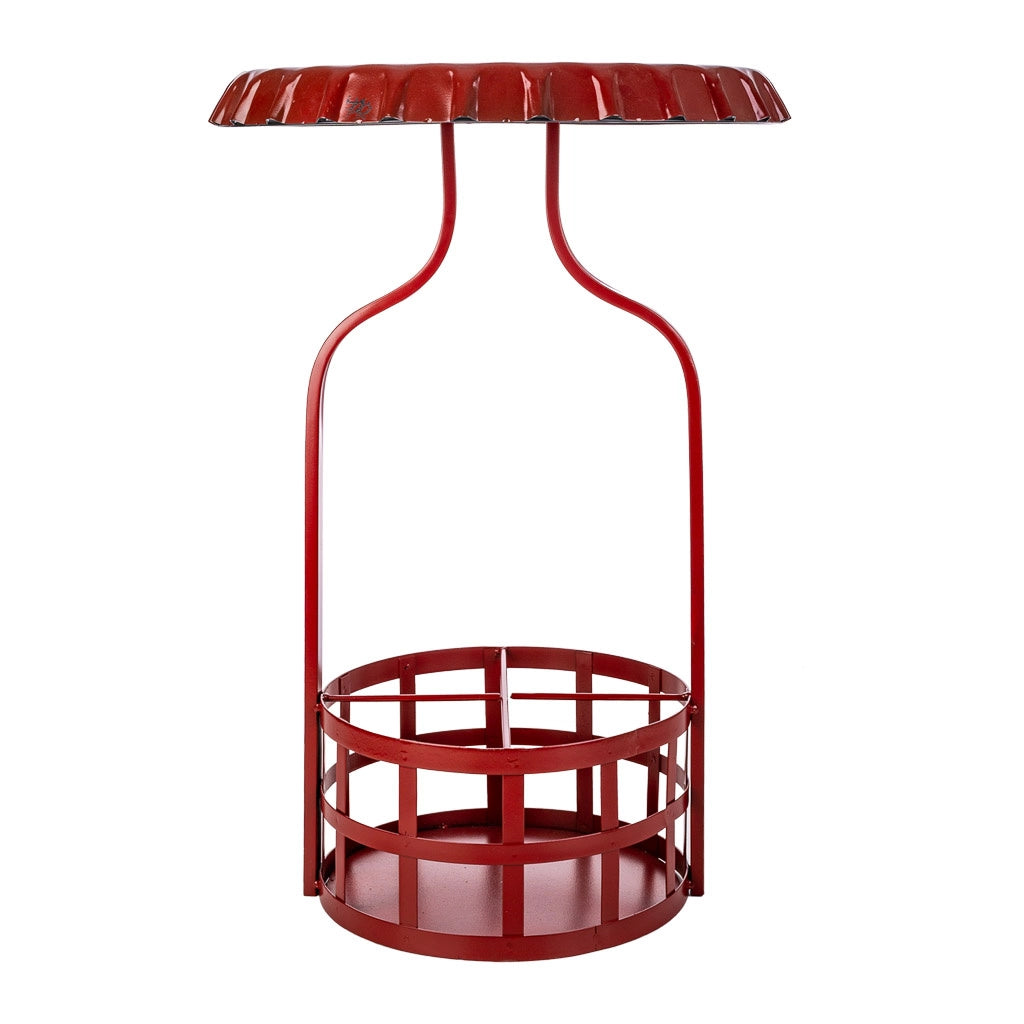 Tavolo portabottiglie in metallo rosso 42x42x60h